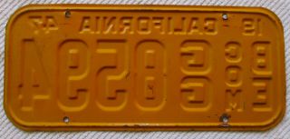 1947 California BE Commercial License Plate 2