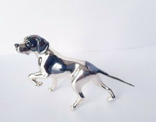 Vintage Sterling Silver 925 Italian Miniature Hunting Dog Hallmark Saturno