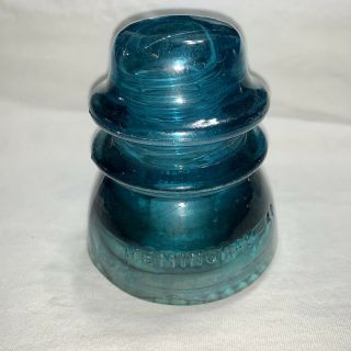 Vintage Aqua Blue Glass Insulator Hemingray 42 Beaded Bottom,