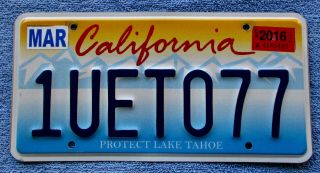 California " Protect Lake Tahoe " Graphic License Plate 1uet077