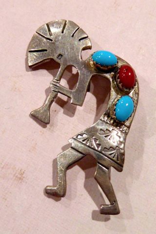 Vintage Sterling Silver Native American Navajo Kachina Dancer Pin Pendant