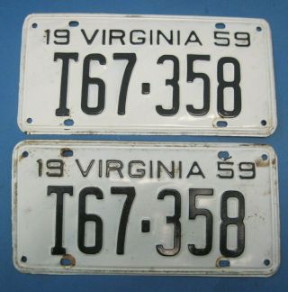 Matched Pair 1959 Virginia Truck License Plates