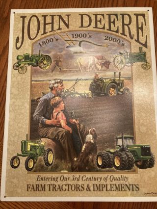 Metal 16 " X 12 John Deere Sign Vintage Look Farm Tractors & Implements