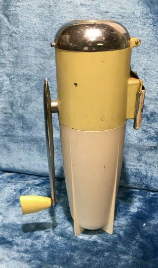 Vintage 1950’s Yellow Rocket Ship Shape Dazey Ice Crusher With Wall Mount
