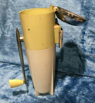 Vintage 1950’s Yellow Rocket Ship Shape Dazey Ice Crusher with wall mount 2