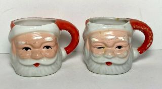 Vintage Retro Santa Clause Face Miniature Mug Cup Shot Glass Set Of 2 Japan