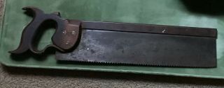 Antique Warranted Superior Back Saw Wooden Handle Very Early Back Saw