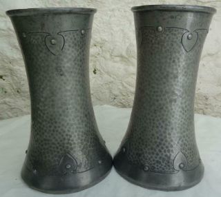 Arts & Crafts English Pewter Vases