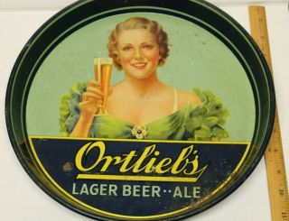 Vintage Ortlieb’s Lager Beer - Ale Vintage Metal 11.  75 Inches Beer Tray