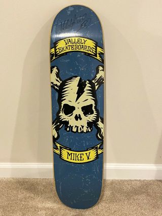 Nos Vallely Skateboards Mike V Death Head Signed Skateboard Deck - Vintage 2003