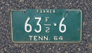 1964 Tennessee Farmer License Plate 63 - 6