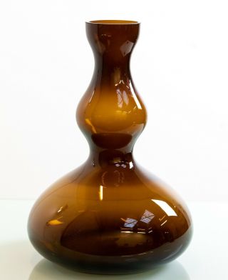 Antique Vintage Retro Mid 20th Century Amber Art Glass Vase Art Moderne