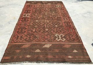 Authentic Hand Knotted Antique Afghan Kilim Wool Area Rug 6 X 3 Ft (47 Kbn)