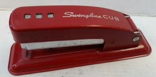Vintage Red Metal Swingline Cub Stapler 5 Inch Long Made In Usa Long Island City