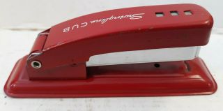 Vintage Red Metal Swingline Cub Stapler 5 Inch Long Made In USA Long Island City 2