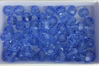 56 Vintage Swarovski 8mm Round Sapphire Blue Crystal Beads