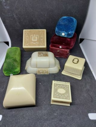 9 Antique Jewelry Celluloid & Others Art Deco Presentation Ring Box Designs