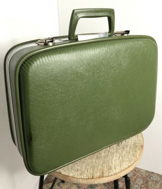 Vintage Suitcase Small Green Hard Shell Mirror Retro 1970s