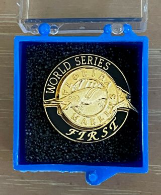 Vintage 1997 Mlb Florida Marlins World Series Baseball Press Pin With Case