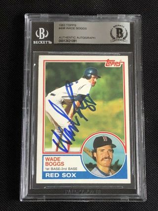 Wade Boggs 1983 Topps Rookie Signed Autographed Card 498 Beckett Bas Slabbed