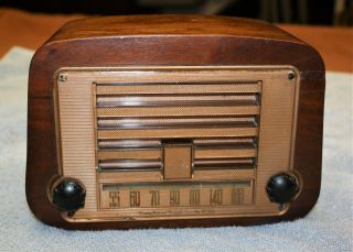 VINTAGE OLD ANTIQUE EMERSON DESIGNER RADIO;WOOD CASE,  1940 ' S,  RESTORED, 2