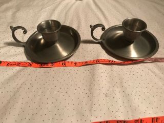 Vintage Pair Godinger Silver Art Pewter Candle Holders Hand Made Brooklyn,  Ny