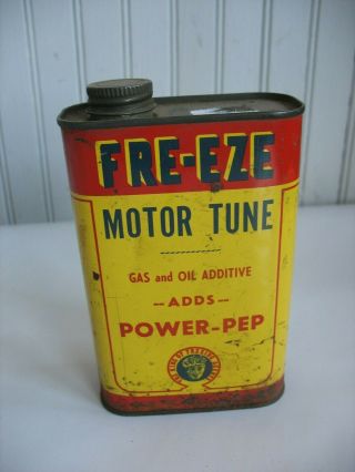 Vintage Fre Eze Motor Tune Tin Oil Can Gas Oil Additive 6 " Atlanta Ga Advertisin
