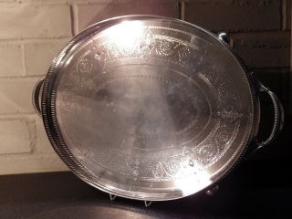 Antique 19th Century Aesthetic Movement Silver Plated Gallery Tray Walker & Hall