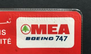 MEA Middle East Airlines BOEING 747 SAFETY CARD airways BEIRUT LEBANON 2