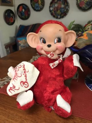 Vintage Rushton Rubber Face Valentine No Monkey Business Red Plush Toy
