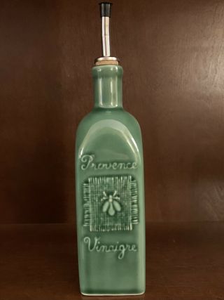 Vintage Revol France Regis Dho Designed Bee Vinegar Cruet Bottle Green