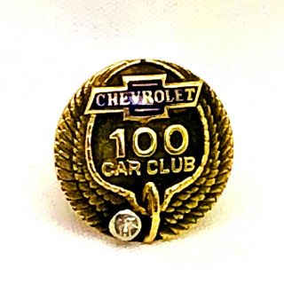 Vintage Chevrolet 100 Car Club Diamond Award Pin 10k Gold Defective Clasp