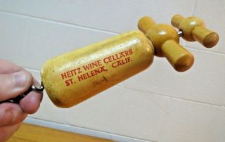 Vtg French CAM Depose Tandem Wooden Corkscrew Wine Bottle Opener Heitz Cellars 2