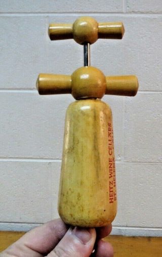 Vtg French CAM Depose Tandem Wooden Corkscrew Wine Bottle Opener Heitz Cellars 3