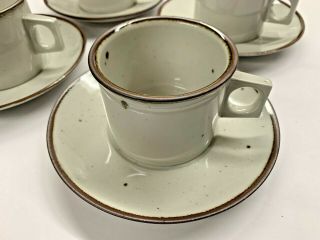 (4) Vintage Flat Cups & Saucers Dansk Brown Mist Denmark Impressed Backstamp Mcm