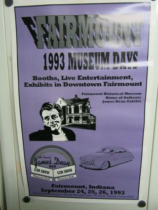 1993 James Dean Car Show Poster Museum Days Fairmount In 14 X 21 7/8 - Jr112