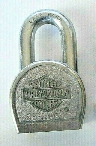 Vintage Harley Davidson Padlock Master Lock With Key & Fob Great