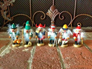 Vintage 6 Pack Box Of Mini Nutcrackers For Display All Different 3 " Tall Iob