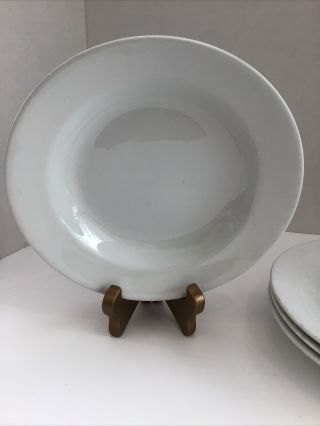 Vintage Powell Bishop Ironstone White Soup Pasta Bowls 9 1/4 Inch Round Set Of 4