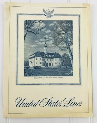 Vintage 1968 - S.  S.  United States (united States Lines) - - Dinner Menu Cruise Boat
