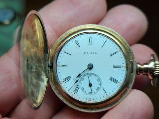 Antique Elgin 320 Model 2 Ladies Pocket Watch Hunt Gf Case - Penny Start