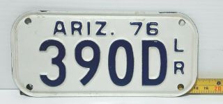 Arizona - 1976 Motorcycle Dealer License Plate - Top Navy On White