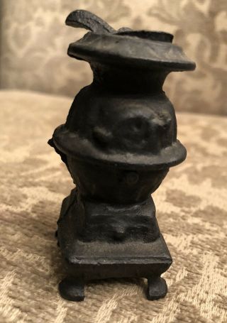 Vintage Miniature Cast Iron Pot Belly Stove Black