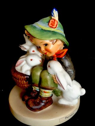 Vintage Goebel Hummel 58/0 " Playmates " Boy W Rabbits Figurine Tmk - 5