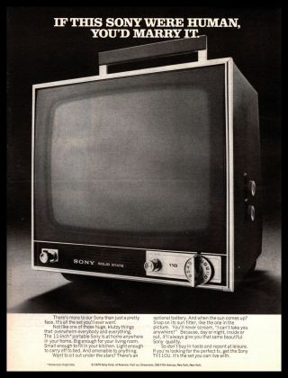1970 Sony Portable Tv " If This Sony Were Human,  You 