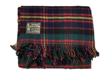 Vintage Scottish Glen Check Throw - Made In England