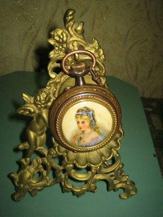 Antique Brass Pocket Watch Holder,  Stand