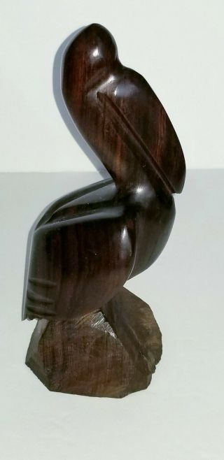 Vintage Wooden Hand Carved Pelican Sculpture Nautical Bird Statue Decor