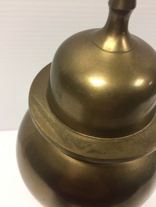Vintage Solid Brass Urn Vase Ginger Jar With Lid 8 1/2” 3