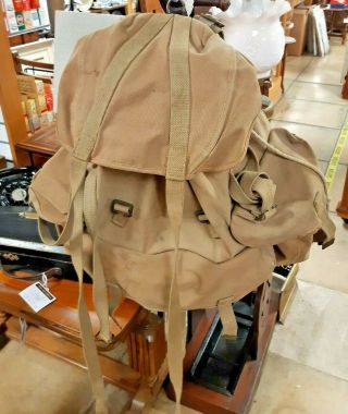 Antique Early 20th Century Canvas Bergen/rucksack In Complete